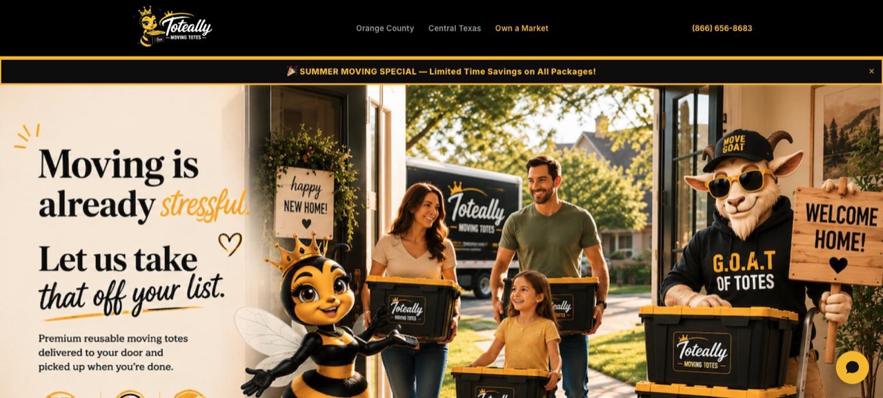 Toteally Moving Totes website